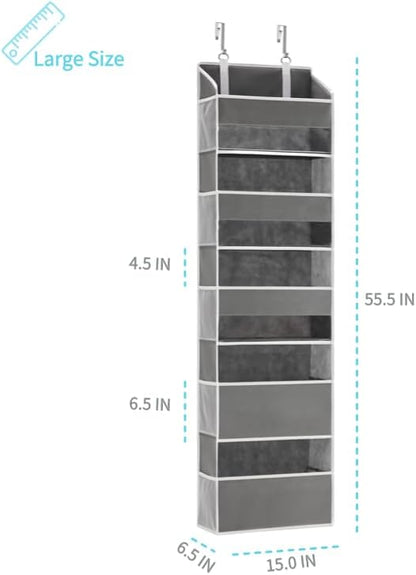Over the Door Organizer for Bedroom, Pantry, Bathroom, 5 Shelf Grey