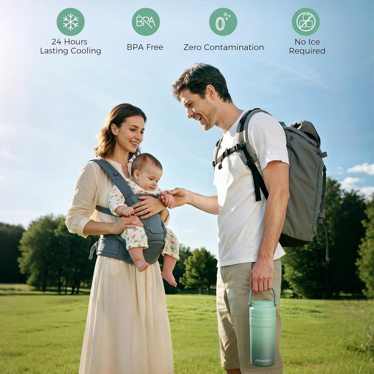 Portable Breast Milk Cooler for Travel, 24H Ice-Free Cooling