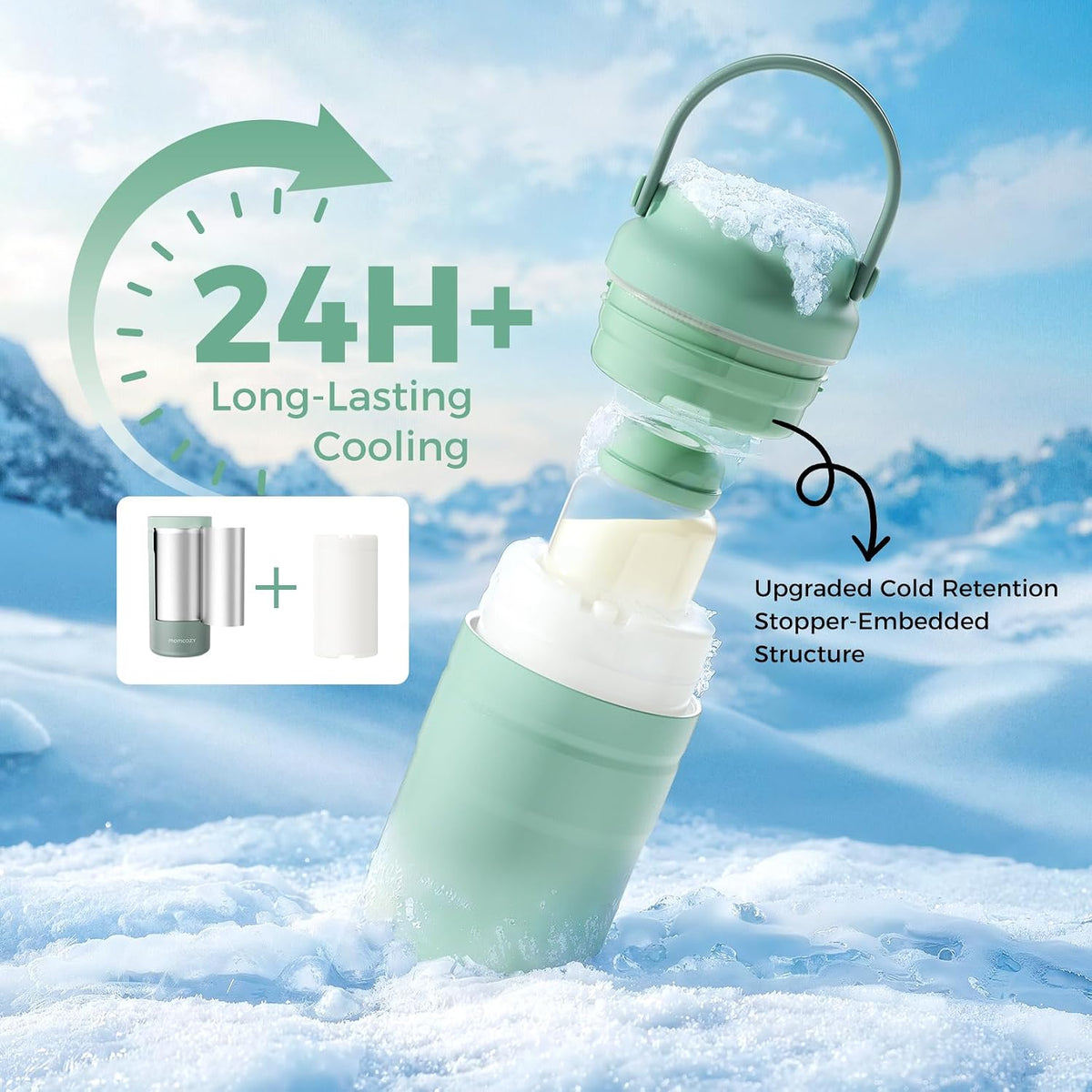 Portable Breast Milk Cooler for Travel, 24H Ice-Free Cooling