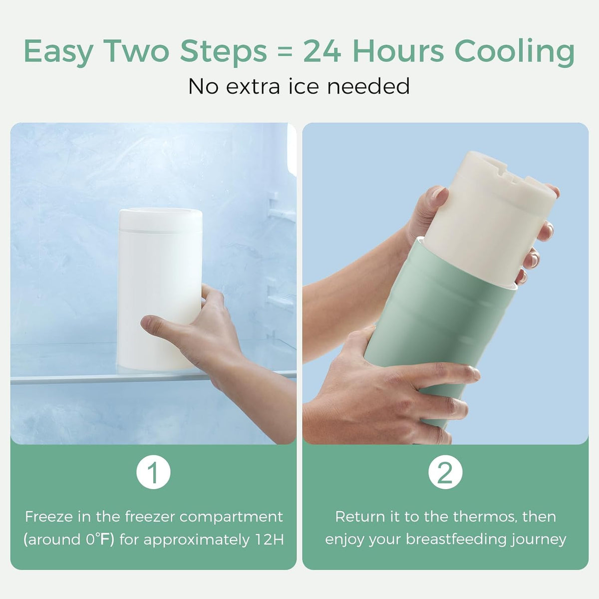 Portable Breast Milk Cooler for Travel, 24H Ice-Free Cooling