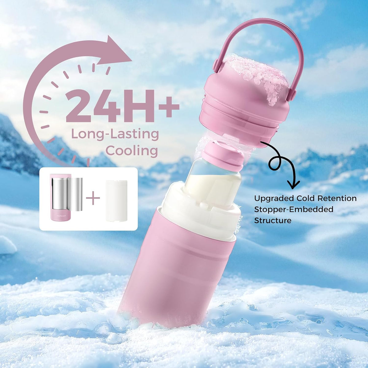 Portable Breast Milk Cooler for Travel, 24H Ice-Free Cooling