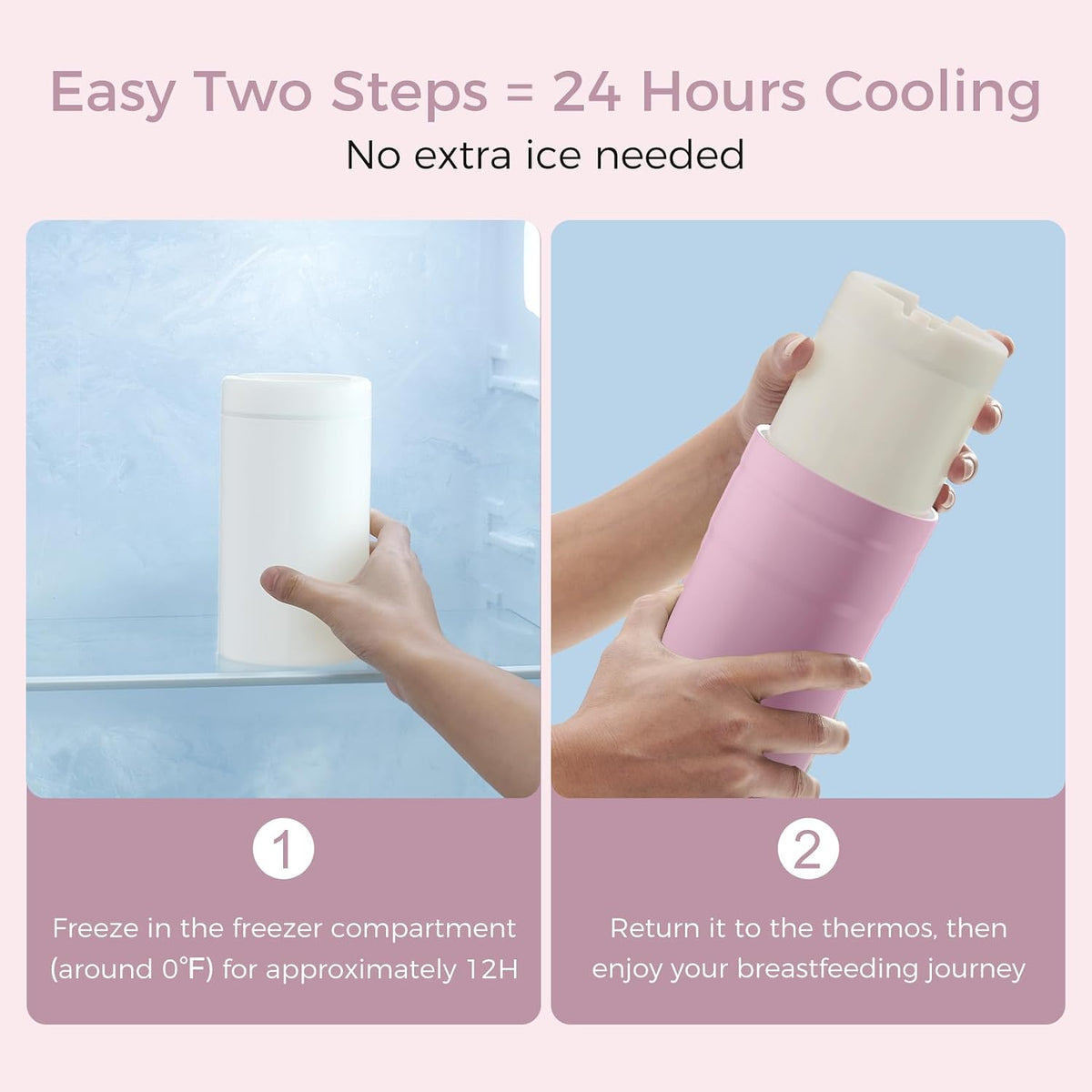 Portable Breast Milk Cooler for Travel, 24H Ice-Free Cooling