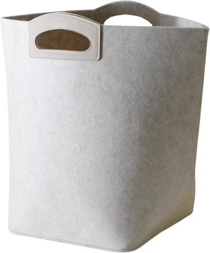 The Handle Bin Tote Bag Machine Washable for Market, Laundry, Toys, Sports Gears, Cars 12" x 12" x 12" (Folded); 12" x 20" x 17" (Unfolded) (Stone, Oatmeal)