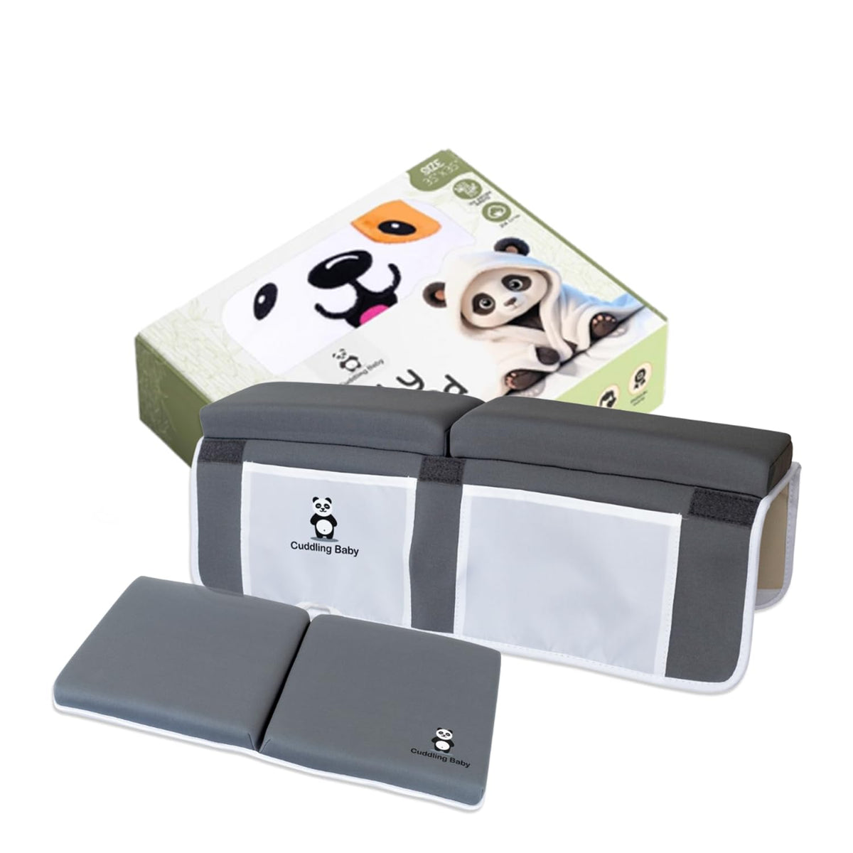 Gray Bath Kneeler & Elbow Rest Pad Set with Baby Bath Towel, Hooded, Dog