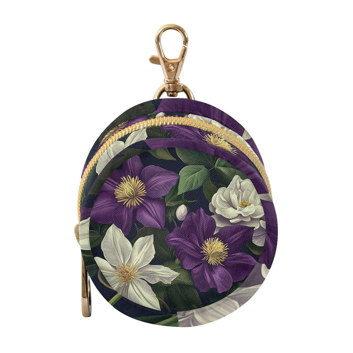 Purple and White Flowers Baby Pacifier Holder Case, Dustproof Portable Storage Box for Diaper Bag Purse, Pacifier Storage Container for Boys & Girls