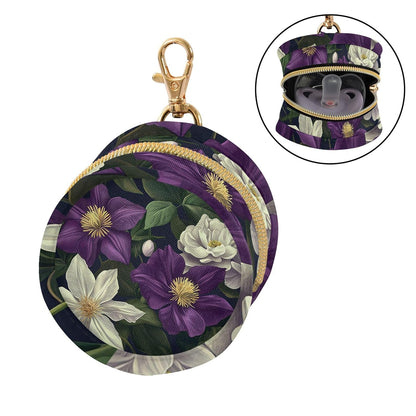 Purple and White Flowers Baby Pacifier Holder Case, Dustproof Portable Storage Box for Diaper Bag Purse, Pacifier Storage Container for Boys & Girls