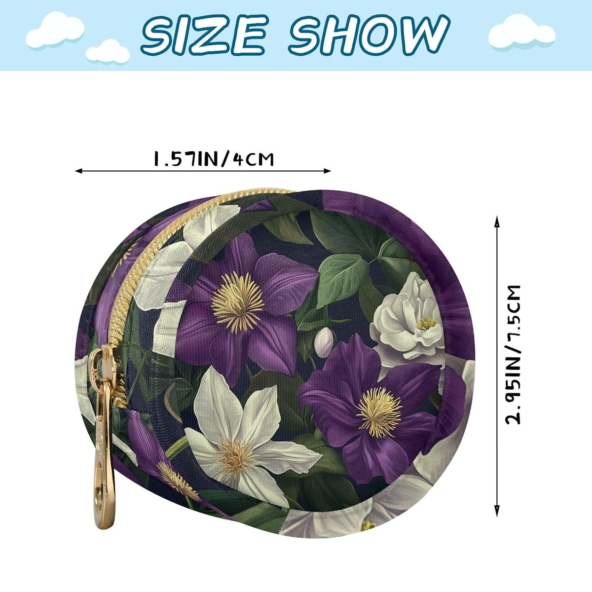 Purple and White Flowers Baby Pacifier Holder Case, Dustproof Portable Storage Box for Diaper Bag Purse, Pacifier Storage Container for Boys & Girls