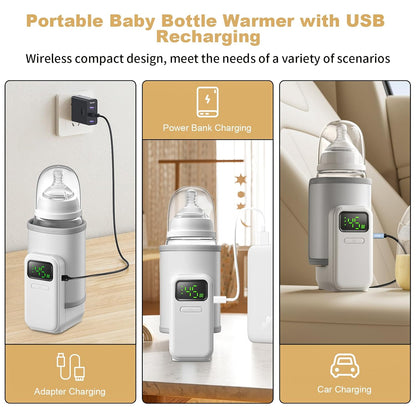 Portable Bottle Warmer with 6 Temperature Gears & Digital Display
