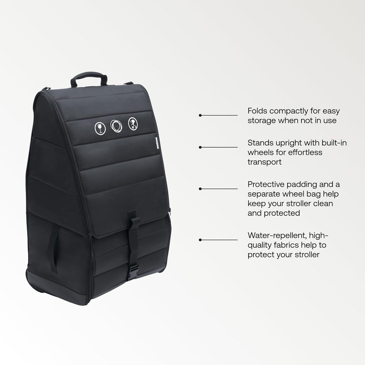 Comfort Transport Bag – Wheeled Travel Stroller Bag with Shoulder Straps & Carry Handles – Water-Repellent Protective Padding – Self-Standing Foldable Design with Wheel Storage Bag
