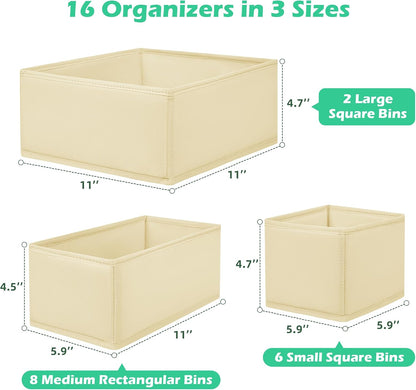 Drawer Clothing Organizer 16-Pack,Fabric Pink Underwear Dividers