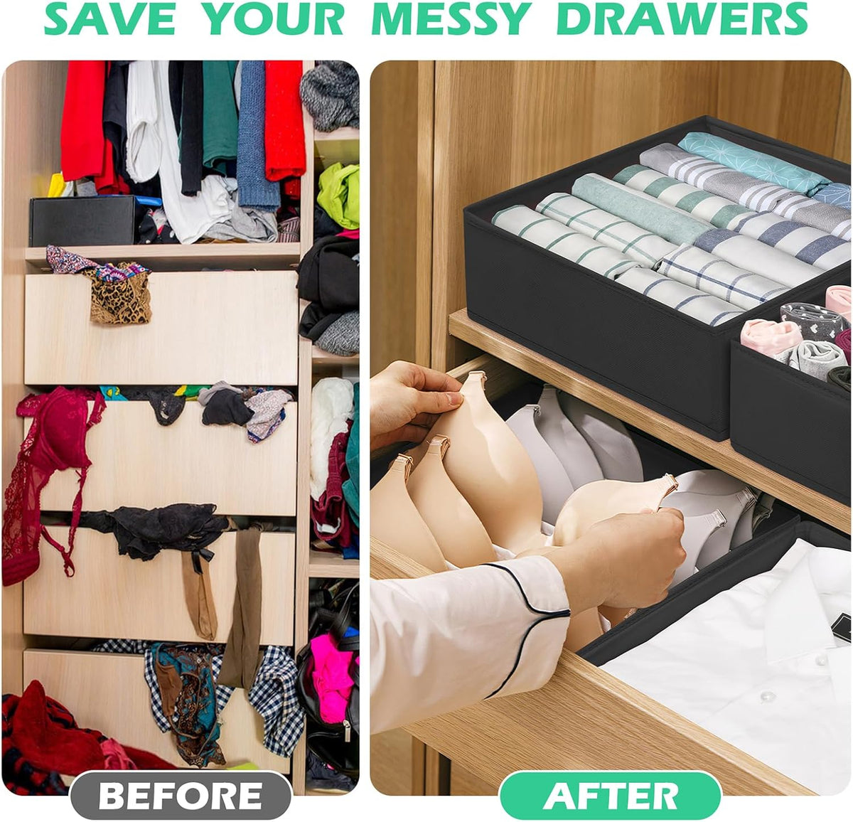 Drawer Clothing Organizer 16-Pack,Fabric Pink Underwear Dividers