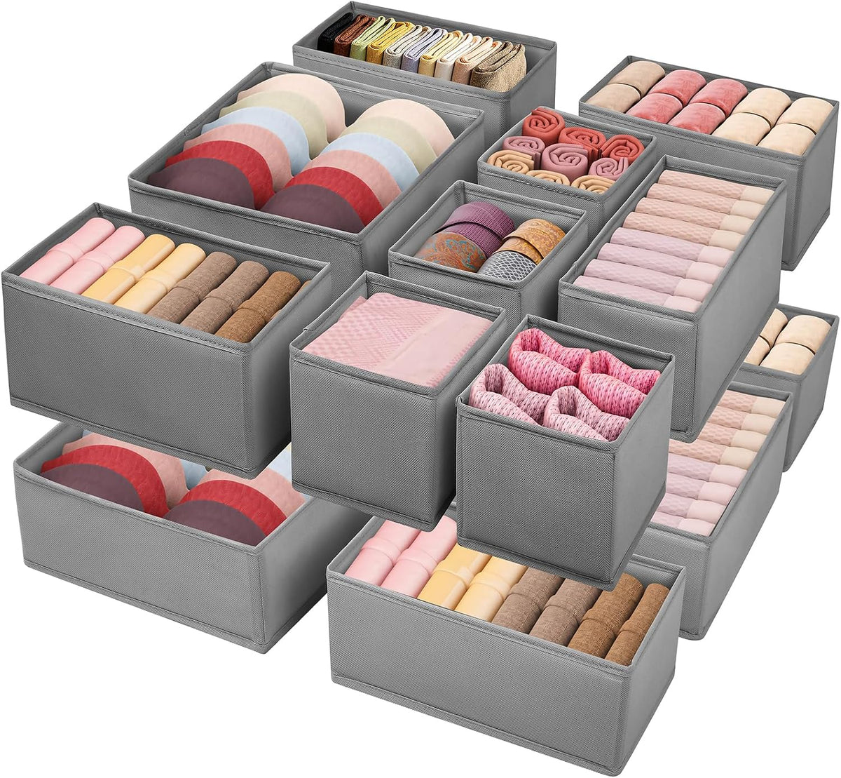 Drawer Clothing Organizer 16-Pack,Fabric Pink Underwear Dividers