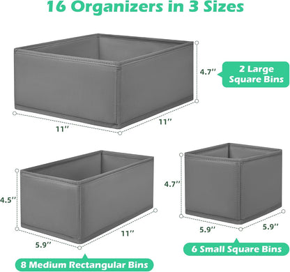 Drawer Clothing Organizer 16-Pack,Fabric Pink Underwear Dividers