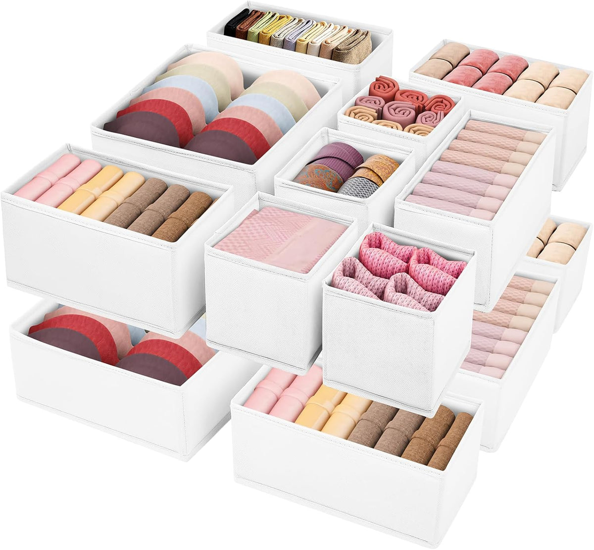 Drawer Clothing Organizer 16-Pack,Fabric Pink Underwear Dividers