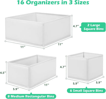 Drawer Clothing Organizer 16-Pack,Fabric Pink Underwear Dividers