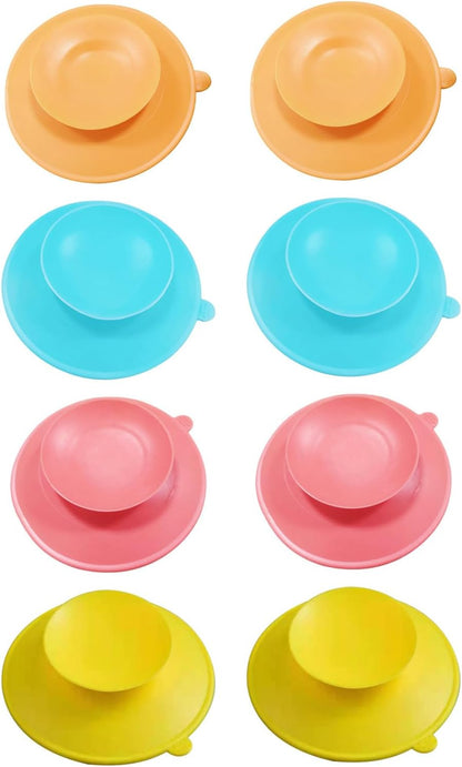 8PCS Double Sided Suction Cup - Silicone Sucker Set - Strong Suction for Children Tableware - Anti-Slip Pads for Trays, Plates, and Dining Bowls