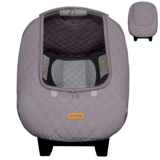 Baby Car Seat Weather Shield | Warm Quilted Winter Cover with Clear Window for Infant Carseat | Keeps Babies & Newborn Protected in Cold | Car Seat Cover for Boys & Girls (Pink)