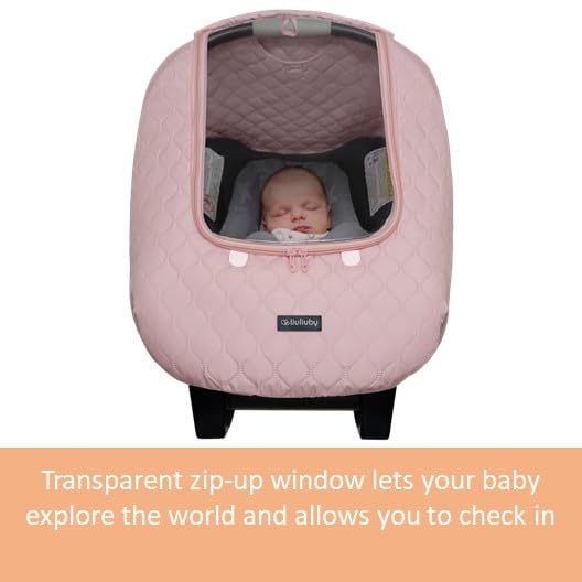 Baby Car Seat Weather Shield | Warm Quilted Winter Cover with Clear Window for Infant Carseat | Keeps Babies & Newborn Protected in Cold | Car Seat Cover for Boys & Girls (Pink)