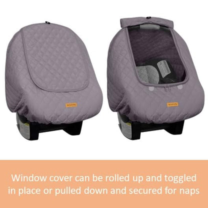 Baby Car Seat Weather Shield | Warm Quilted Winter Cover with Clear Window for Infant Carseat | Keeps Babies & Newborn Protected in Cold | Car Seat Cover for Boys & Girls (Pink)