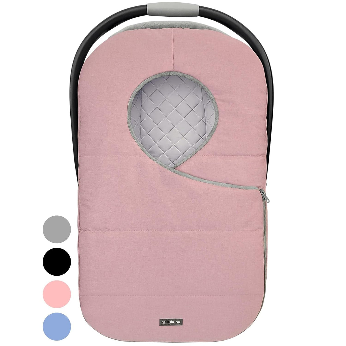 Baby Car Seat Weather Shield | Warm Quilted Winter Cover with Clear Window for Infant Carseat | Keeps Babies & Newborn Protected in Cold | Car Seat Cover for Boys & Girls (Pink)