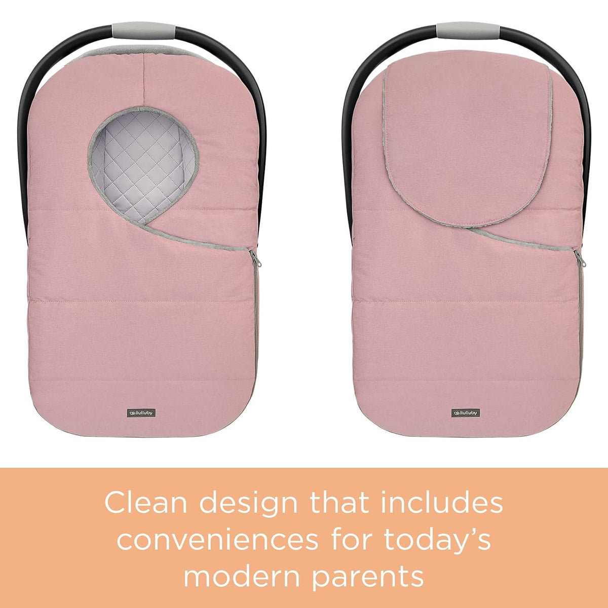 Baby Car Seat Weather Shield | Warm Quilted Winter Cover with Clear Window for Infant Carseat | Keeps Babies & Newborn Protected in Cold | Car Seat Cover for Boys & Girls (Pink)