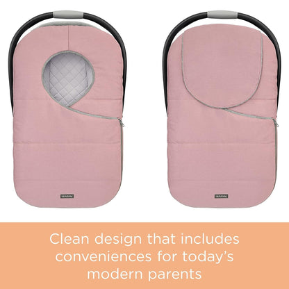 Baby Car Seat Weather Shield | Warm Quilted Winter Cover with Clear Window for Infant Carseat | Keeps Babies & Newborn Protected in Cold | Car Seat Cover for Boys & Girls (Pink)