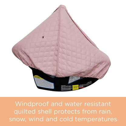 Baby Car Seat Weather Shield | Warm Quilted Winter Cover with Clear Window for Infant Carseat | Keeps Babies & Newborn Protected in Cold | Car Seat Cover for Boys & Girls (Pink)