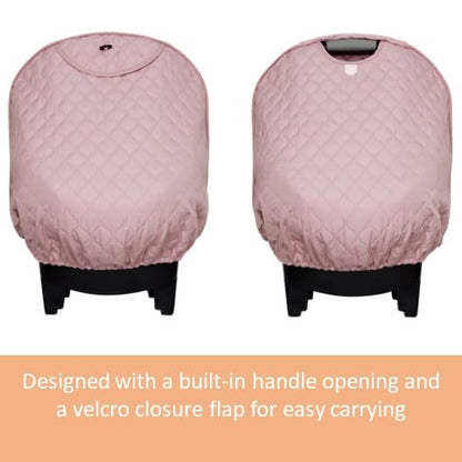 Baby Car Seat Weather Shield | Warm Quilted Winter Cover with Clear Window for Infant Carseat | Keeps Babies & Newborn Protected in Cold | Car Seat Cover for Boys & Girls (Pink)