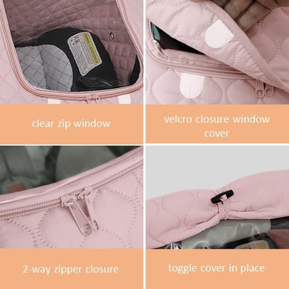 Baby Car Seat Weather Shield | Warm Quilted Winter Cover with Clear Window for Infant Carseat | Keeps Babies & Newborn Protected in Cold | Car Seat Cover for Boys & Girls (Pink)