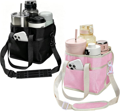 Drink Caddy for Cups, Insulated Drink Carrier with Strap, Drink Carrier Bag | Designed with Adjustable Strap for Travel & Outings, 4-Slot Design with Removable Divider, Premium Waterproof Nylon Fabric