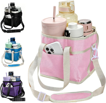 Drink Caddy for Cups, Insulated Drink Carrier with Strap, Drink Carrier Bag | Designed with Adjustable Strap for Travel & Outings, 4-Slot Design with Removable Divider, Premium Waterproof Nylon Fabric