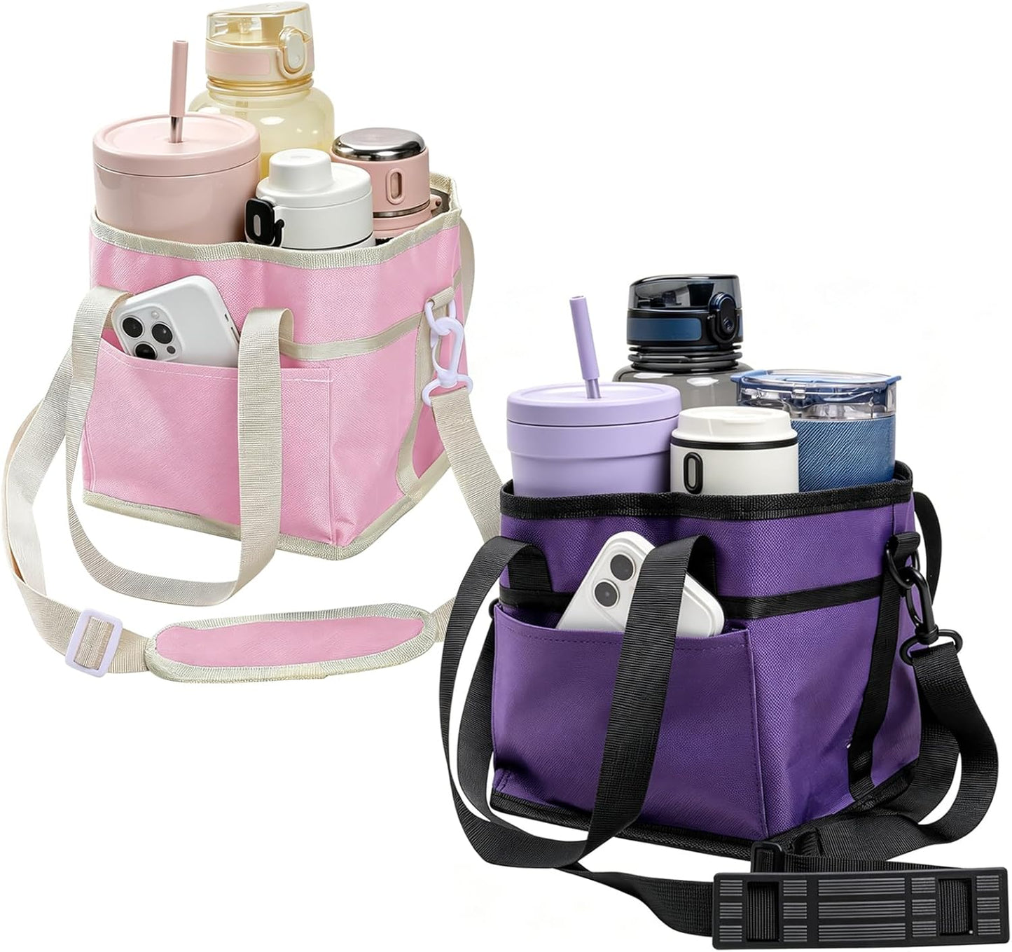 Drink Caddy for Cups, Insulated Drink Carrier with Strap, Drink Carrier Bag | Designed with Adjustable Strap for Travel & Outings, 4-Slot Design with Removable Divider, Premium Waterproof Nylon Fabric