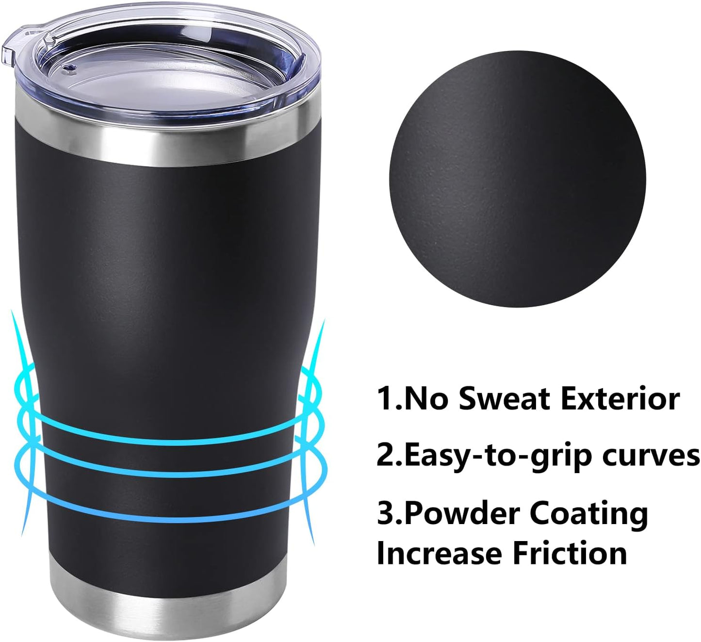 DOMICARE 20oz Tumbler with Lid Stainless Steel Tumblers Bulk, Double Wall Vacuum Insulated Coffee Travel Mug Powder Coated Tumbler, 8 Count (Pack of 1) Navy