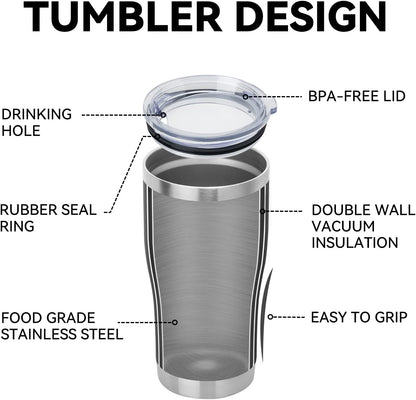 DOMICARE 20oz Tumbler with Lid Stainless Steel Tumblers Bulk, Double Wall Vacuum Insulated Coffee Travel Mug Powder Coated Tumbler, 8 Count (Pack of 1) Navy