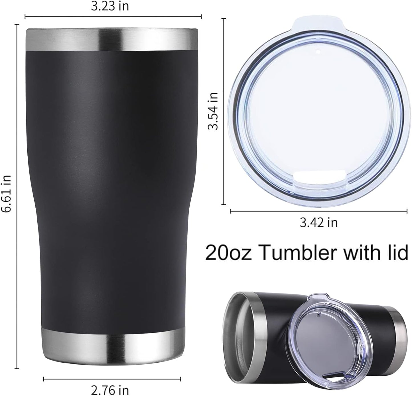 DOMICARE 20oz Tumbler with Lid Stainless Steel Tumblers Bulk, Double Wall Vacuum Insulated Coffee Travel Mug Powder Coated Tumbler, 8 Count (Pack of 1) Navy