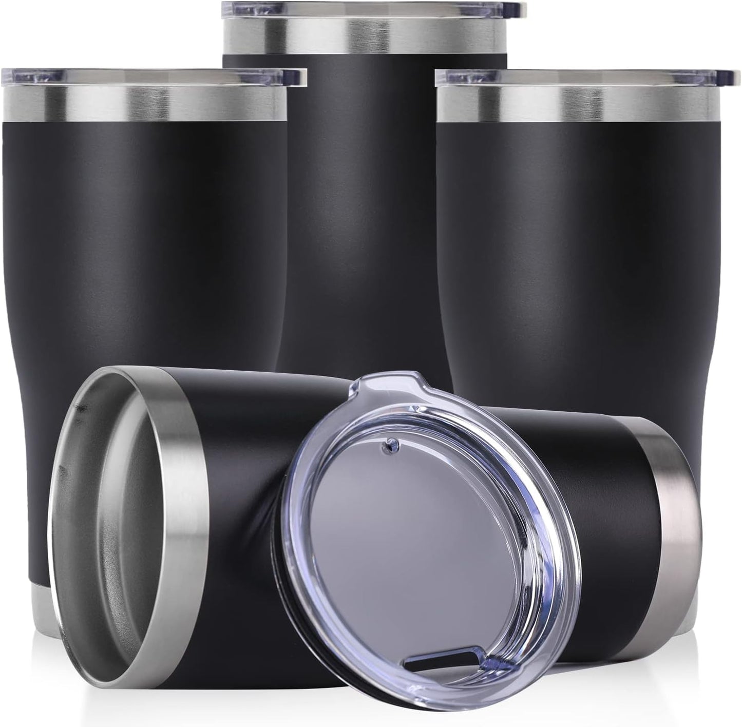 DOMICARE 20oz Tumbler with Lid Stainless Steel Tumblers Bulk, Double Wall Vacuum Insulated Coffee Travel Mug Powder Coated Tumbler, 8 Count (Pack of 1) Navy