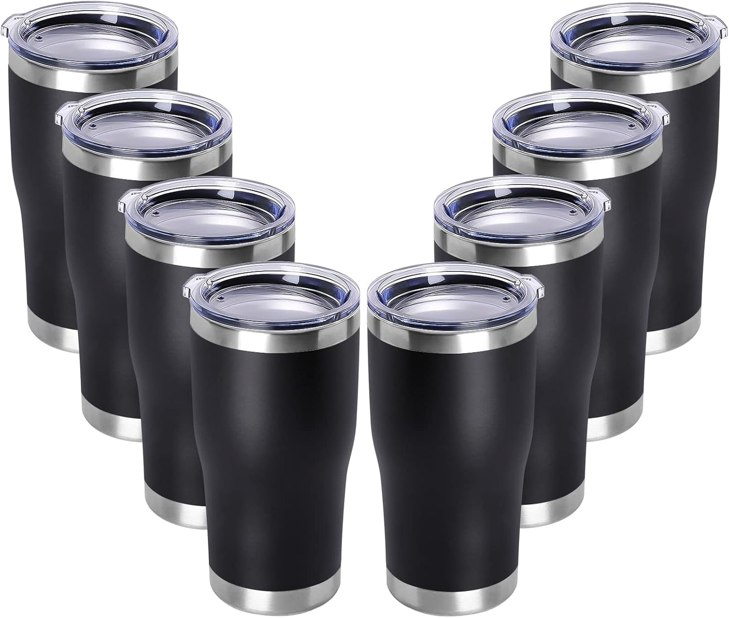 DOMICARE 20oz Tumbler with Lid Stainless Steel Tumblers Bulk, Double Wall Vacuum Insulated Coffee Travel Mug Powder Coated Tumbler, 8 Count (Pack of 1) Navy
