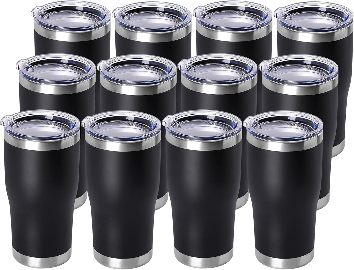 DOMICARE 20oz Tumbler with Lid Stainless Steel Tumblers Bulk, Double Wall Vacuum Insulated Coffee Travel Mug Powder Coated Tumbler, 8 Count (Pack of 1) Navy