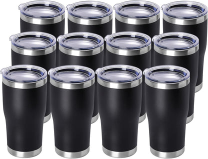 DOMICARE 20oz Tumbler with Lid Stainless Steel Tumblers Bulk, Double Wall Vacuum Insulated Coffee Travel Mug Powder Coated Tumbler, 8 Count (Pack of 1) Navy