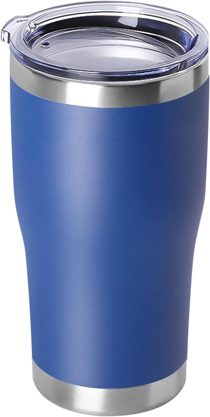 DOMICARE 20oz Tumbler with Lid Stainless Steel Tumblers Bulk, Double Wall Vacuum Insulated Coffee Travel Mug Powder Coated Tumbler, 8 Count (Pack of 1) Navy
