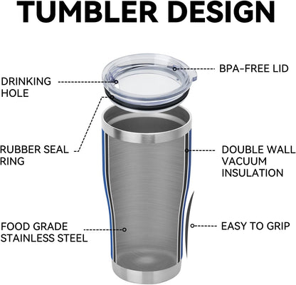 DOMICARE 20oz Tumbler with Lid Stainless Steel Tumblers Bulk, Double Wall Vacuum Insulated Coffee Travel Mug Powder Coated Tumbler, 8 Count (Pack of 1) Navy
