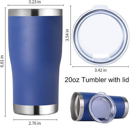 DOMICARE 20oz Tumbler with Lid Stainless Steel Tumblers Bulk, Double Wall Vacuum Insulated Coffee Travel Mug Powder Coated Tumbler, 8 Count (Pack of 1) Navy