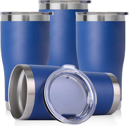 DOMICARE 20oz Tumbler with Lid Stainless Steel Tumblers Bulk, Double Wall Vacuum Insulated Coffee Travel Mug Powder Coated Tumbler, 8 Count (Pack of 1) Navy