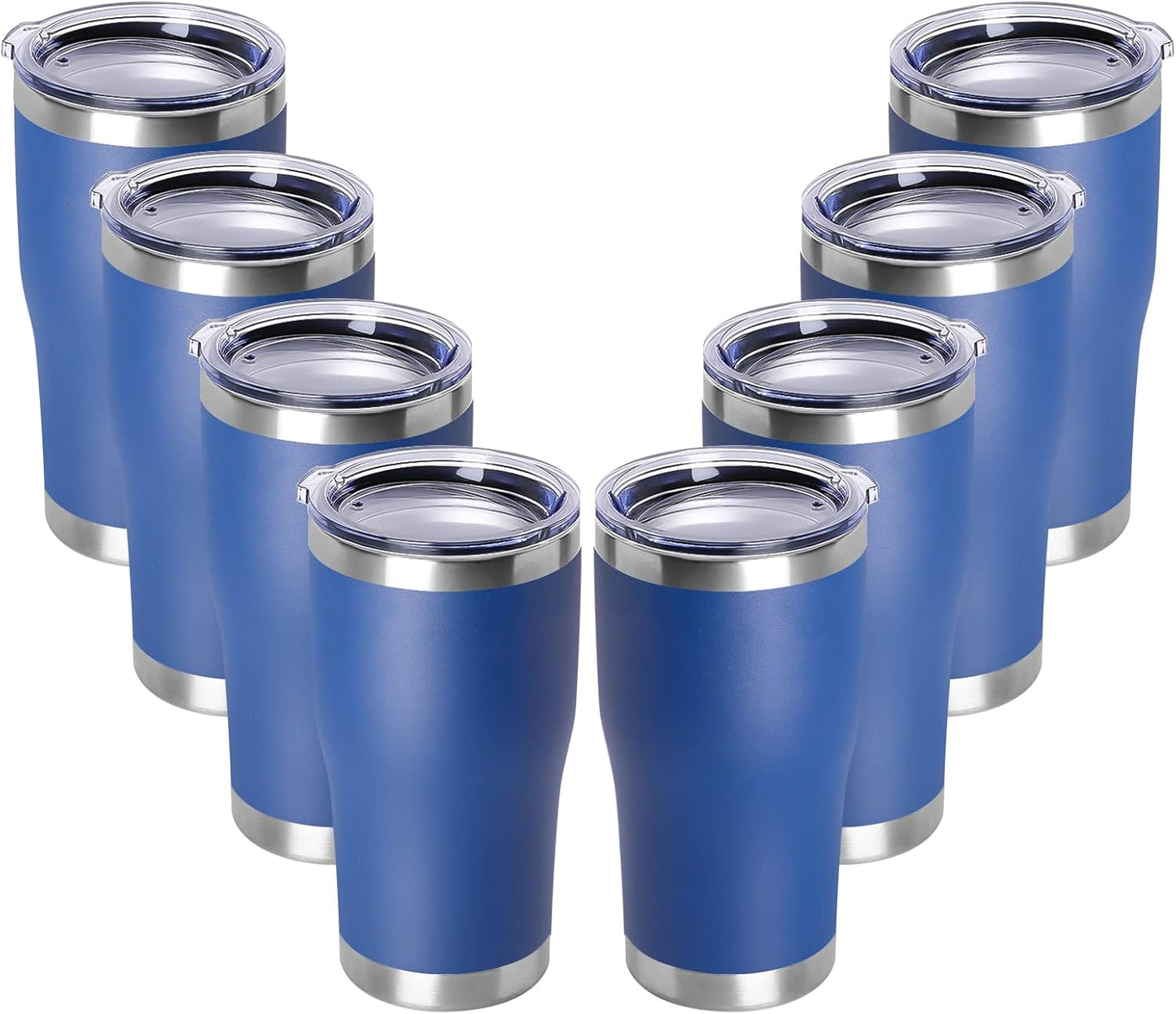 DOMICARE 20oz Tumbler with Lid Stainless Steel Tumblers Bulk, Double Wall Vacuum Insulated Coffee Travel Mug Powder Coated Tumbler, 8 Count (Pack of 1) Navy
