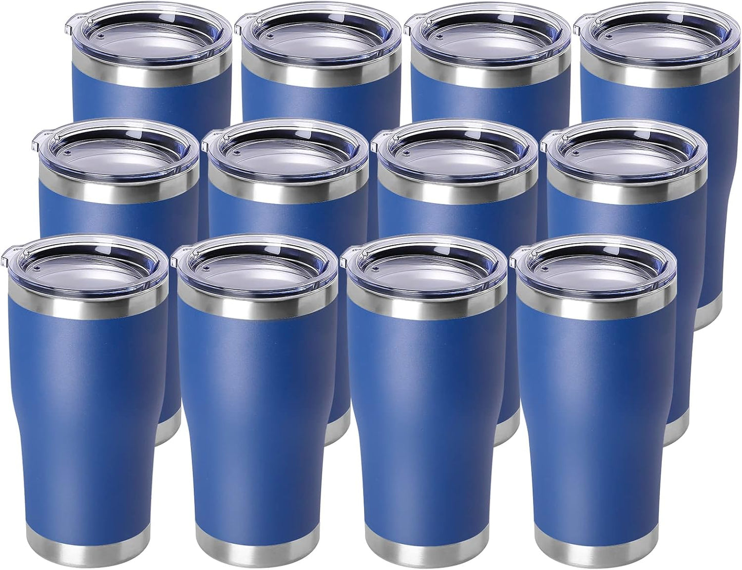 DOMICARE 20oz Tumbler with Lid Stainless Steel Tumblers Bulk, Double Wall Vacuum Insulated Coffee Travel Mug Powder Coated Tumbler, 8 Count (Pack of 1) Navy