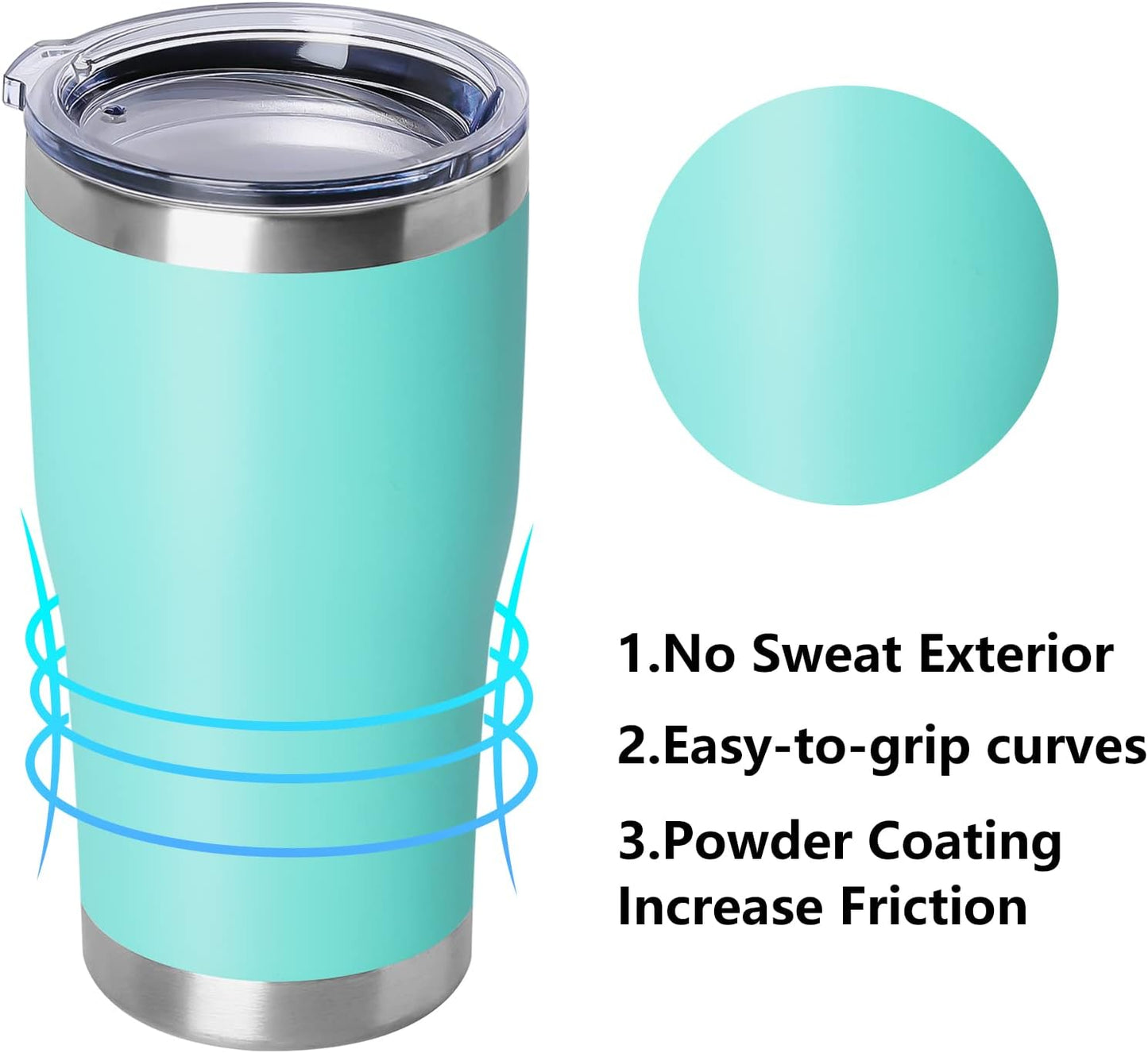 DOMICARE 20oz Tumbler with Lid Stainless Steel Tumblers Bulk, Double Wall Vacuum Insulated Coffee Travel Mug Powder Coated Tumbler, 8 Count (Pack of 1) Navy