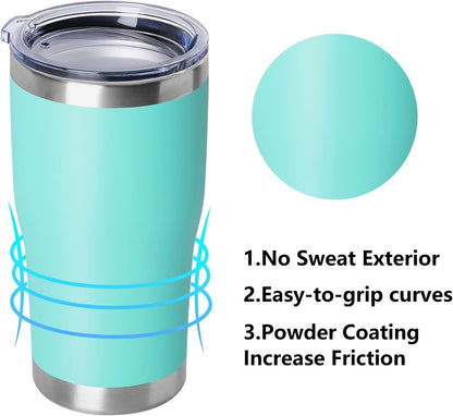 DOMICARE 20oz Tumbler with Lid Stainless Steel Tumblers Bulk, Double Wall Vacuum Insulated Coffee Travel Mug Powder Coated Tumbler, 8 Count (Pack of 1) Navy