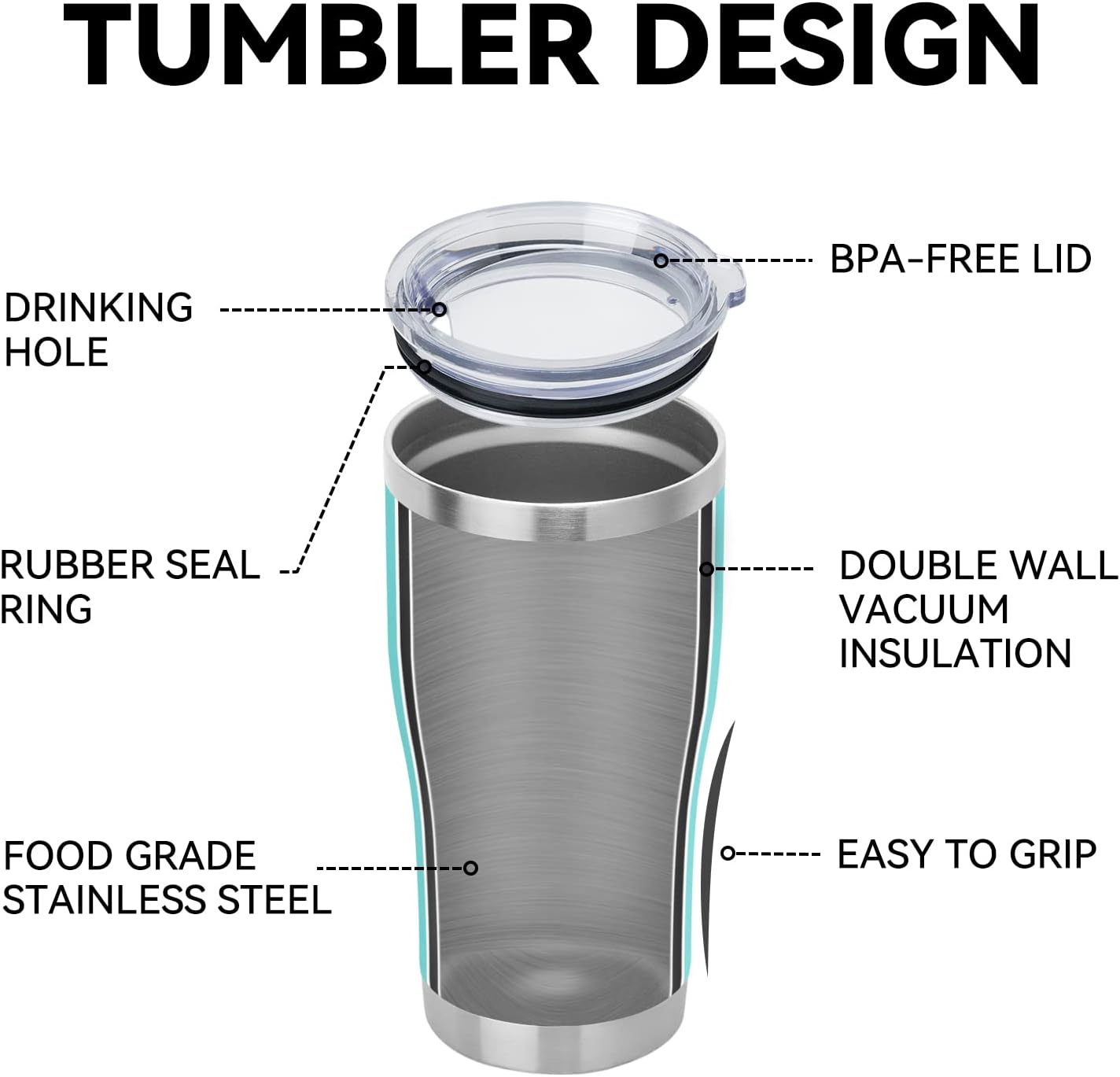 DOMICARE 20oz Tumbler with Lid Stainless Steel Tumblers Bulk, Double Wall Vacuum Insulated Coffee Travel Mug Powder Coated Tumbler, 8 Count (Pack of 1) Navy