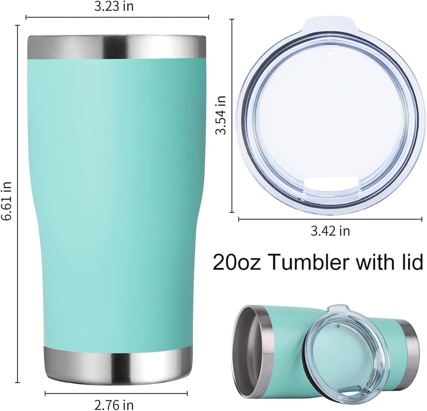 DOMICARE 20oz Tumbler with Lid Stainless Steel Tumblers Bulk, Double Wall Vacuum Insulated Coffee Travel Mug Powder Coated Tumbler, 8 Count (Pack of 1) Navy