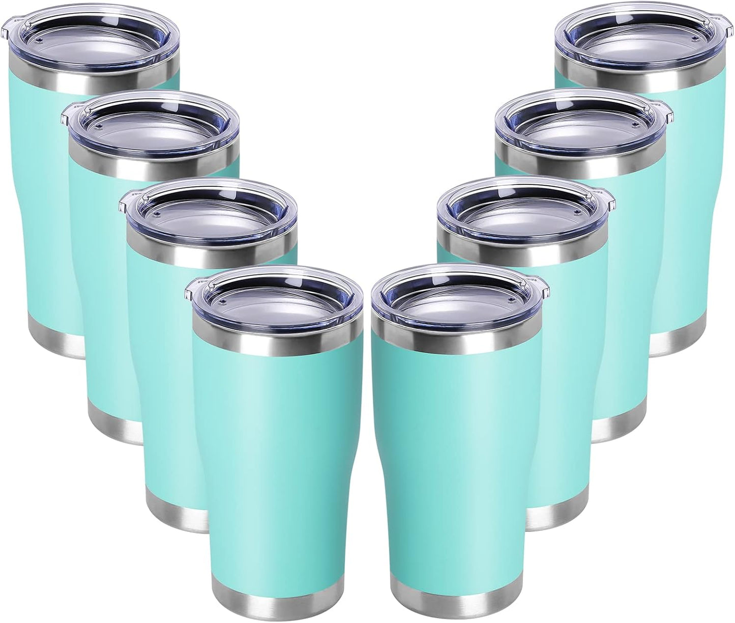 DOMICARE 20oz Tumbler with Lid Stainless Steel Tumblers Bulk, Double Wall Vacuum Insulated Coffee Travel Mug Powder Coated Tumbler, 8 Count (Pack of 1) Navy